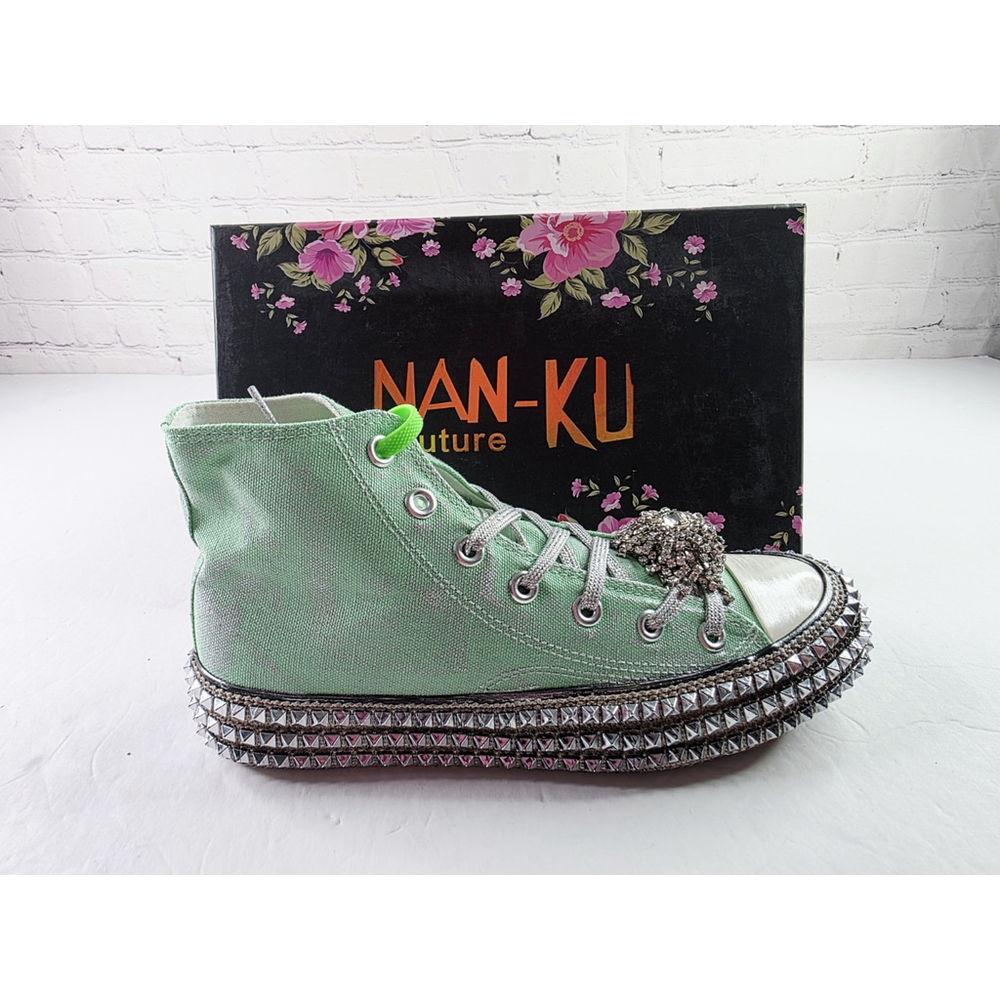 Nan-ku Cruise Studded Hi Top Sneakers Spring Mint Free People NIB Sz 39 US 9